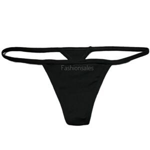 Victorias Secret Pink Soft Cotton Ribbed V String panty Black Medium